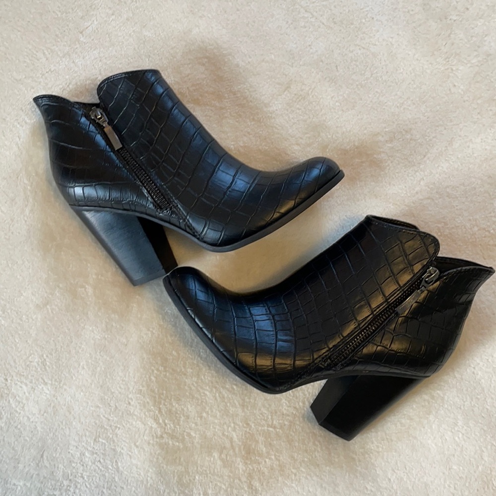 Faux Leather Black Booties Size 7.5
